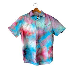 Arizona Dyed Upcycled Cotton Shirt Size 18H-20H Short Sleeve Teal Magenta
